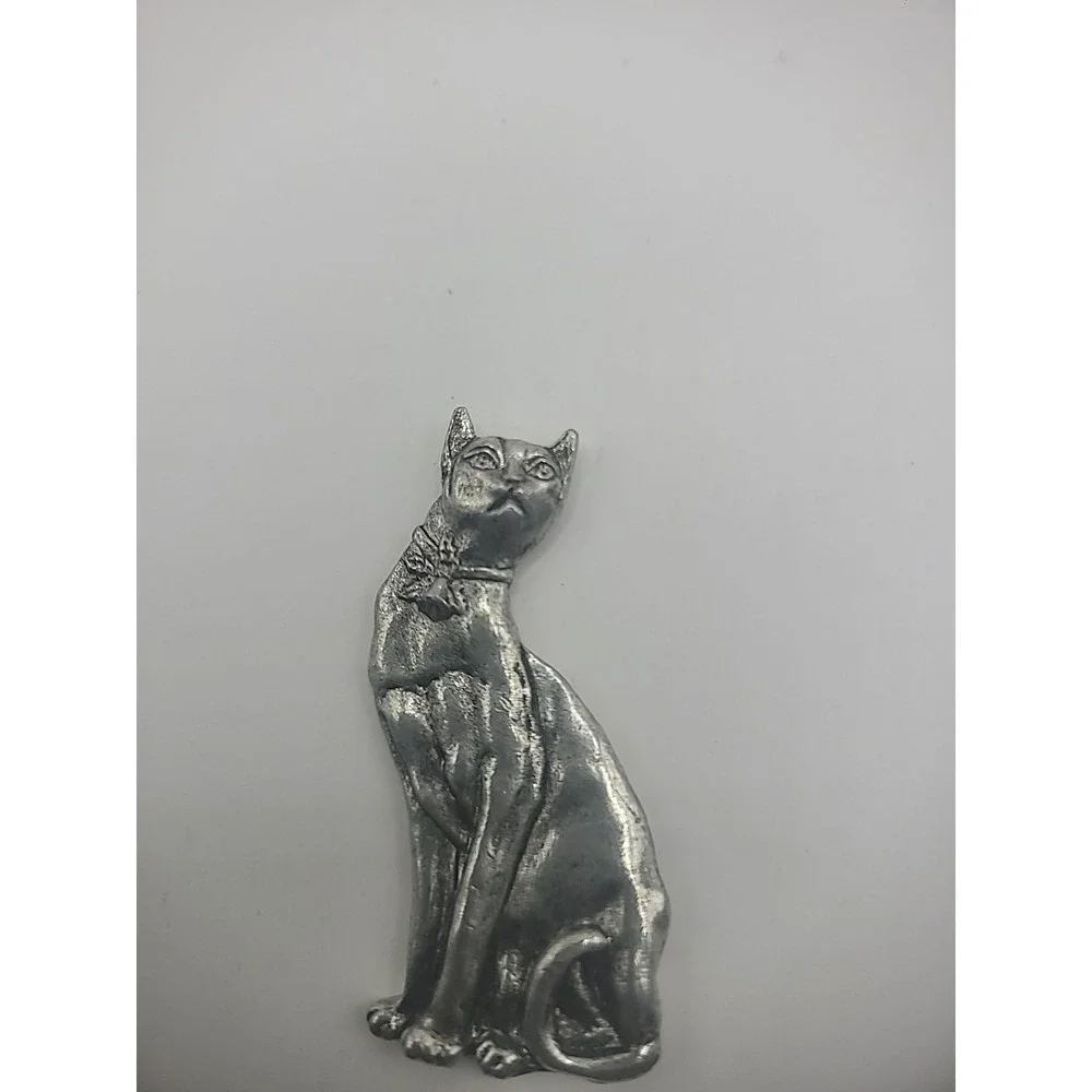 Vintage Metzke Pewter Cat Kitty Animal Paperweight Decor